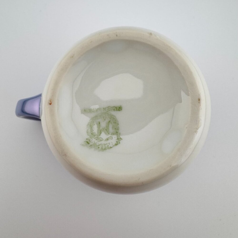 Vintage Noritake Lusterware Hand Painted Creamer Blue Floral Japanese - Picture 7 of 8